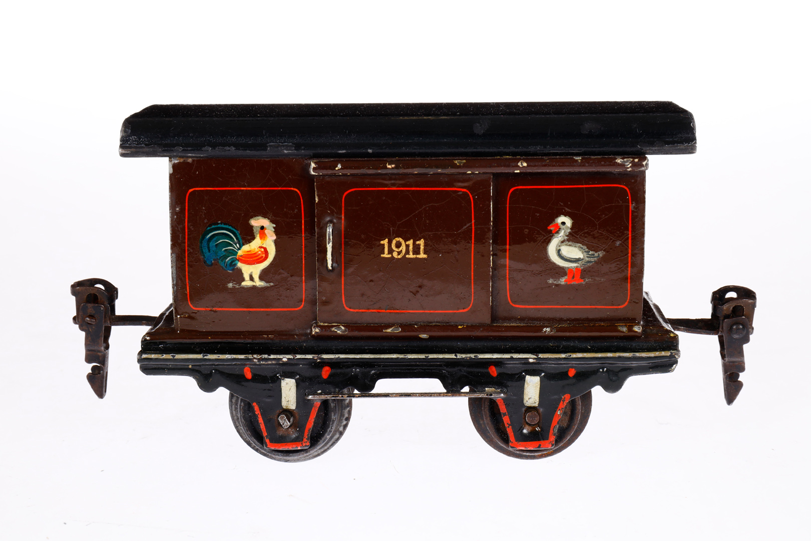 Märklin Kleintierwagen 1911, Spur 0, uralt, HL, mit 1 ST und 2 LT (Arretierungen fehlen), kleine - Bild 4 aus 6