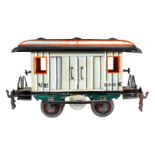 Märklin Gepäckwagen 1823, Spur 1, uralt, HL, mit Diensteinrichtung, 2 AT und 4 ST, farbl. rest.