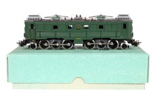 Swisstoys 1-B-B-1 E-Lok ”12303”, Spur H0, 3-Leiter, grün, Alterungsspuren, im Karton, Z 3