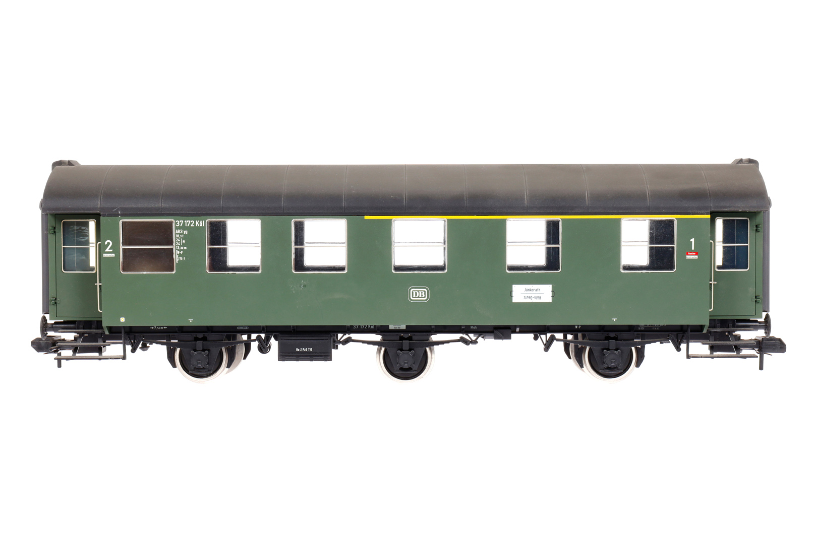 Märklin Personenwagen ”37 172”, Spur 1, grün, Alterungs- und Gebrauchsspuren, L 41,5, Z 2-3