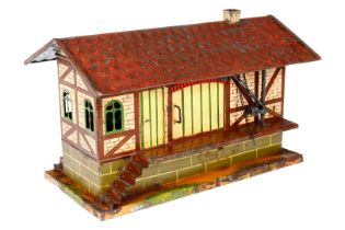 Märklin Güterschuppen 2105, uralt, HL, mit Diensteinrichtung, 1 AT, 2 ST und 2 Kränen, LS tw