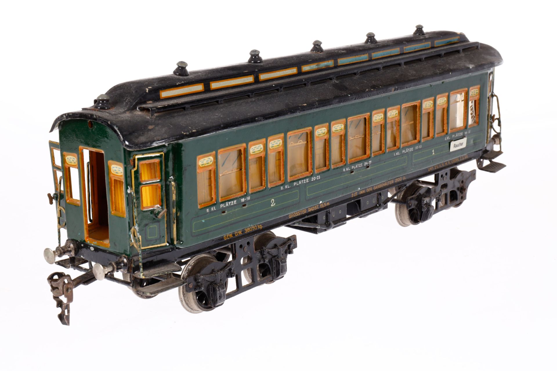 Märklin Personenwagen 1931 G, Spur 1, HL, mit Inneneinrichtung, 4 AT, Gussrädern und 4 Replik- - Image 2 of 5