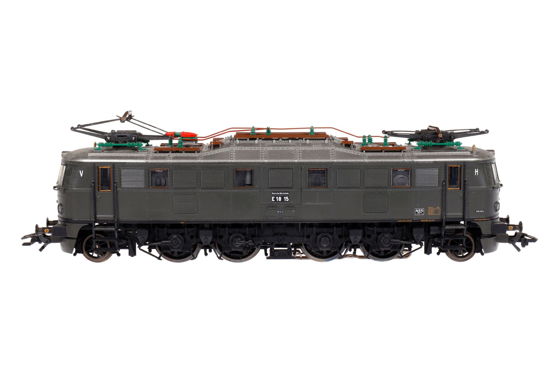 Märklin E-Lok ”E 18 15”, Spur H0, dunkelgrün, Alterungsspuren, mit Beschreibung, Z 3