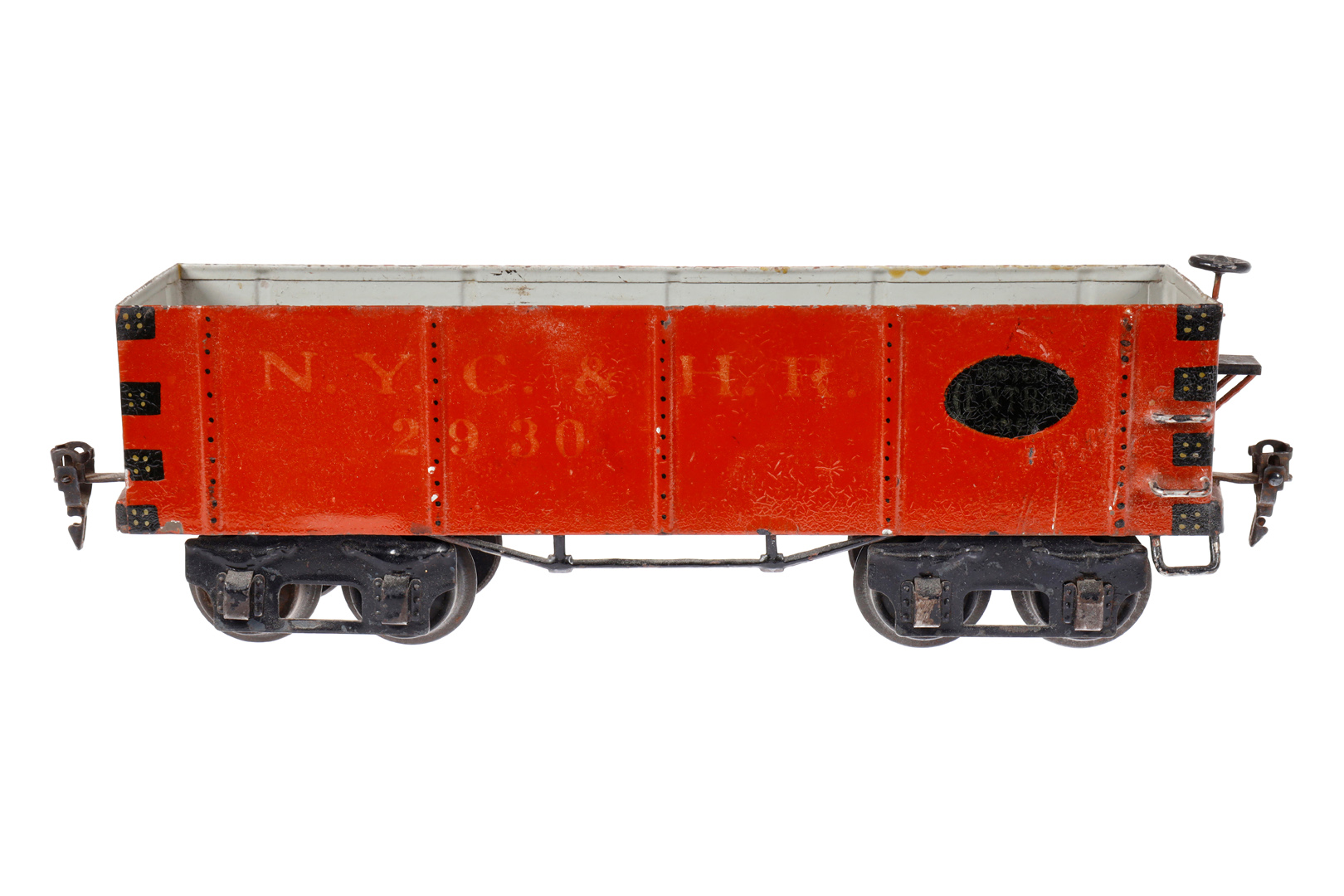 Märklin amerik. Hochbordwagen 2930, Spur 1, HL, LS tw ausgeb., gealterter Lack, L 28, Z 3