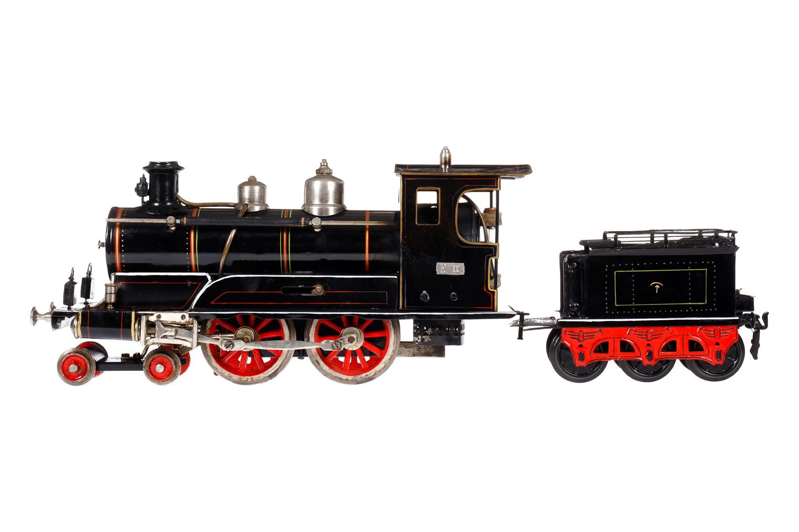 Märklin 2-B Dampflok E 4022, Spur 2, Spurweite 54, uralt, spiritusbetrieben, schwarz, mit Nachbau-