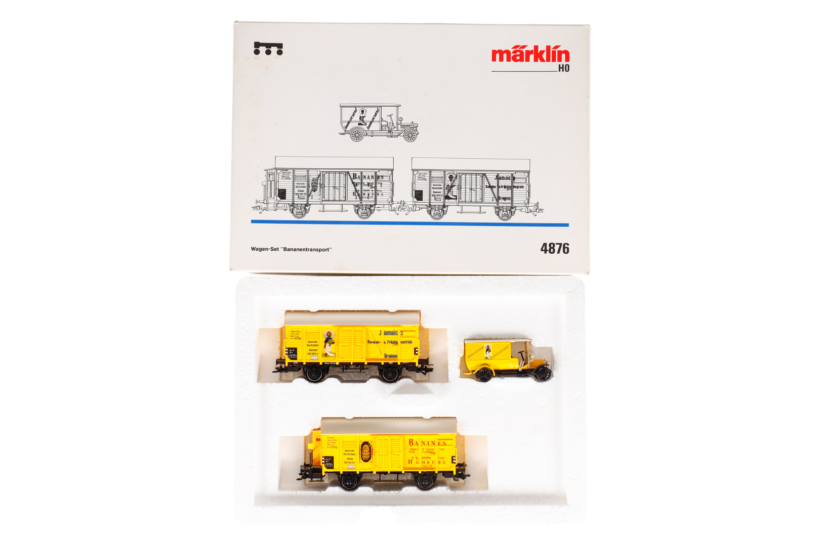 Märklin Wagen-Set ”Bananentransport” 4876, Spur H0, komplett, Alterungsspuren, OK, Z 2