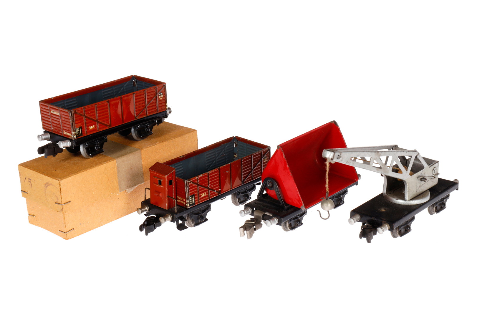 4 Märklin Güterwagen, Spur H0, Blech, mit Klauenkupplungen, LS, Z 3