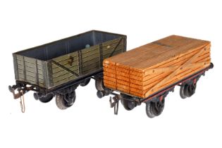 2 Bing Güterwagen, Spur 1, 3 Achslagerblenden fehlen, LS, L 19, Z 3
