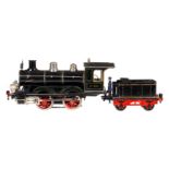 Märklin B-Dampflok R 3021, Spur 1, uralt, Starkstrom, schwarz, mit Tender, Schalteinheit im