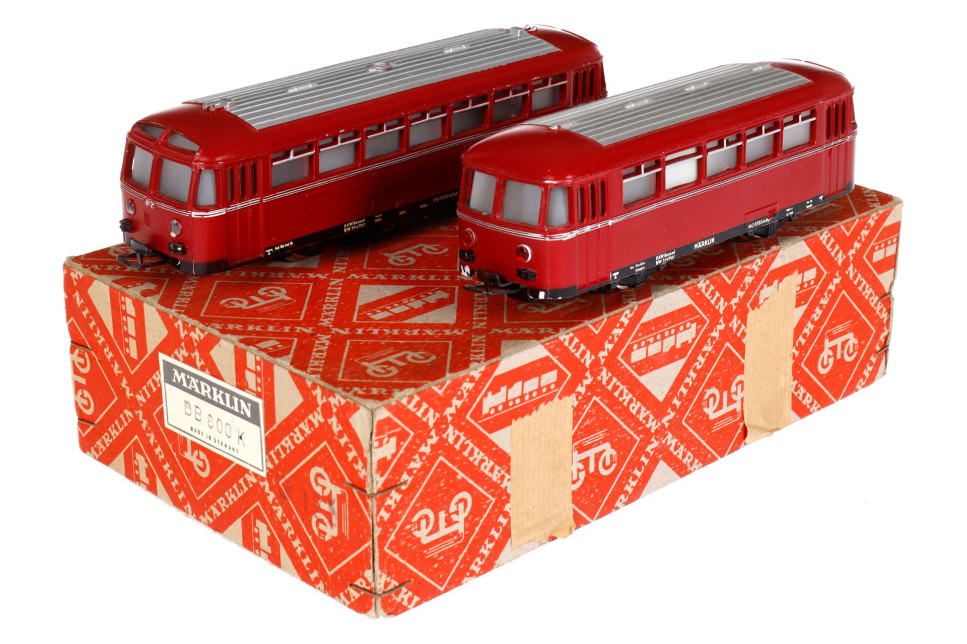 Märklin Schienenbus mit Anhänger DB 800, Spur H0, rot, LS, im Karton, Z 2-3