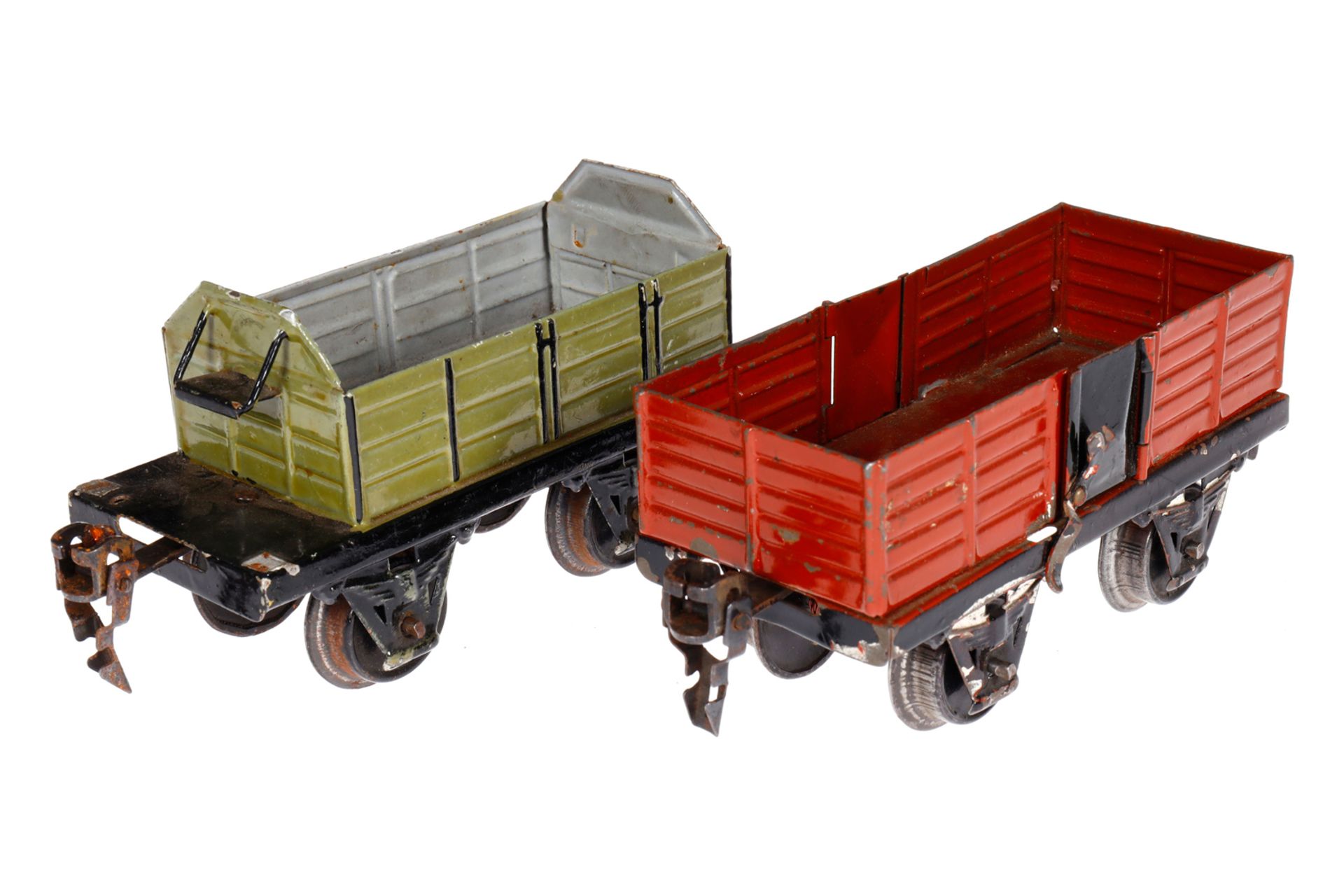 2 Märklin Güterwagen, Spur 0, HL, NV, L 11, Z 4
