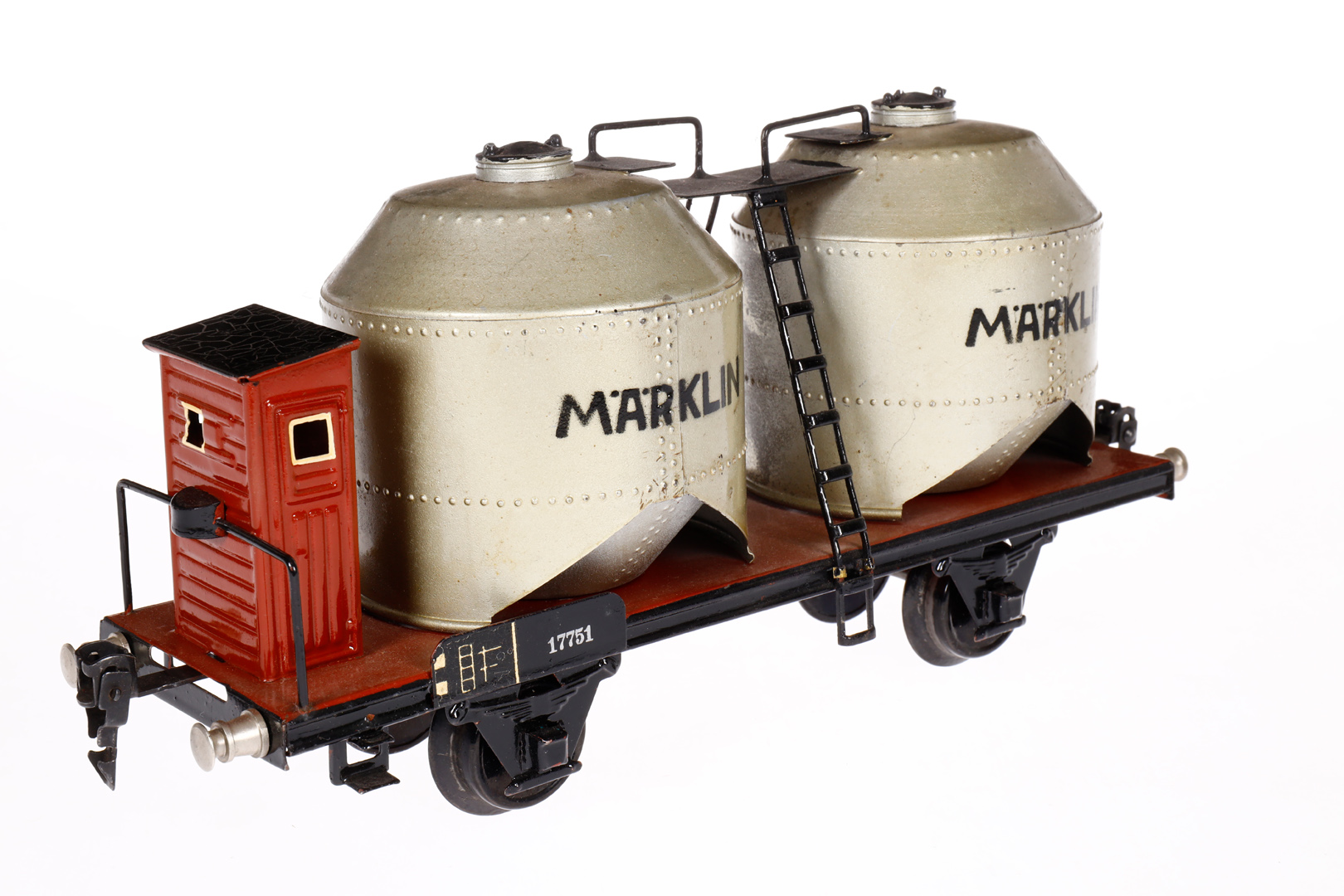 Märklin Braunkohlestaubwagen 1775, Spur 1, HL, mit BRH, LS am Rahmen tw ausgeb., gealterter Lack, - Bild 3 aus 4