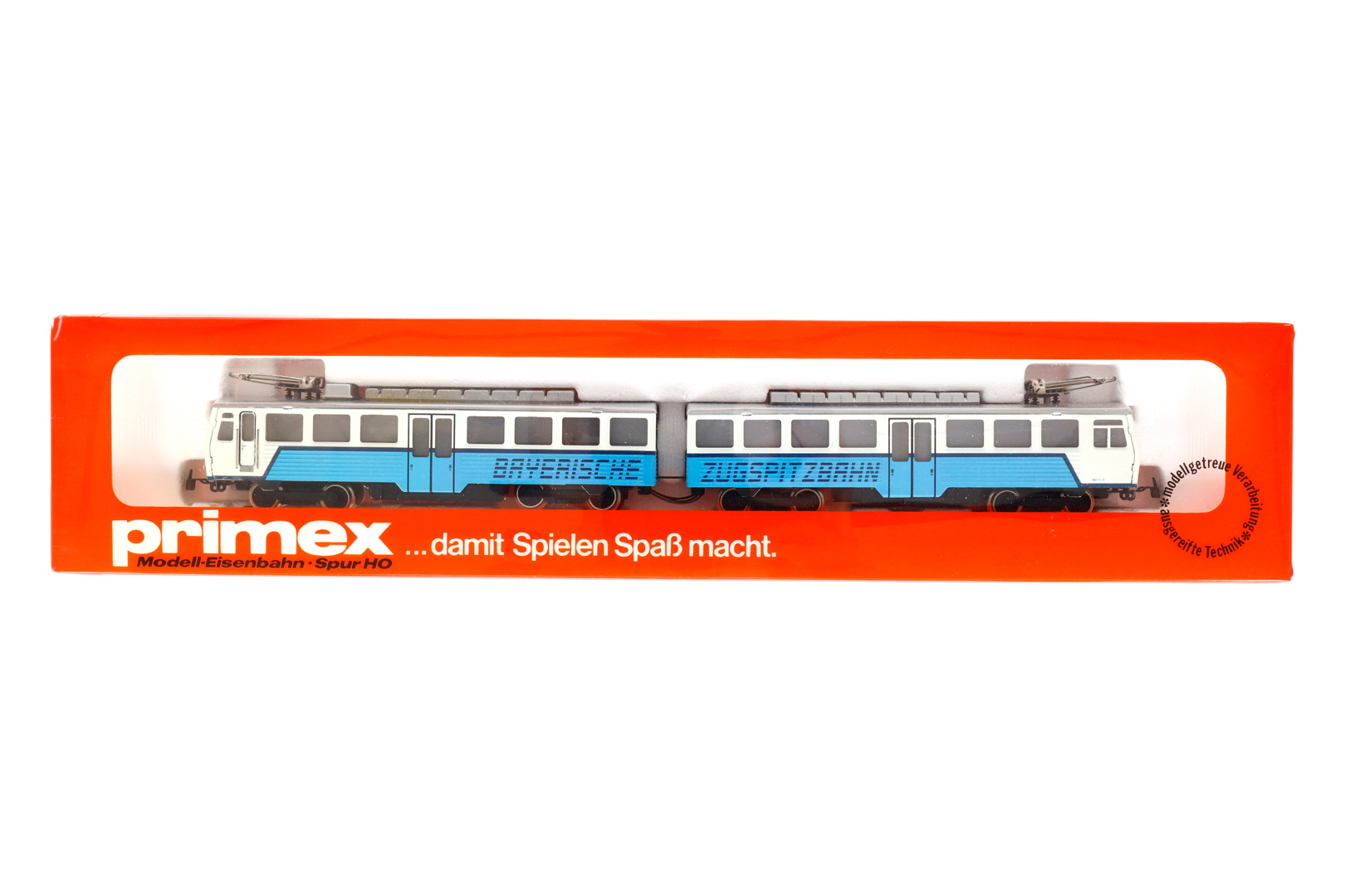 Primex bayerische Zugspitzbahn 3185, Spur H0, 2-teilig, weiß/blau, Alterungsspuren, im leicht besch.