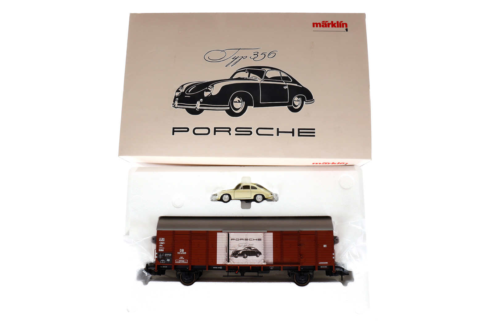 Märklin Museumswagen ”2019” 58006, Spur 1, braun, mit Porsche, Alterungsspuren, L 37,5, OK, Z 2