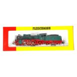 Fleischmann 2-C Schlepptenderlok ”2412” 4800, Spur H0, grün/schwarz, Alterungsspuren, im leicht