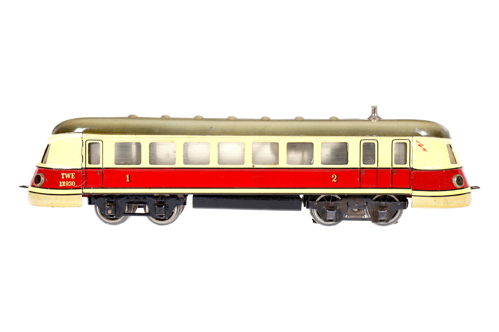 Märklin Triebwagen TWE 12930, Spur 0, elektr., creme/rot, LS und gealterter Lack, Z 3