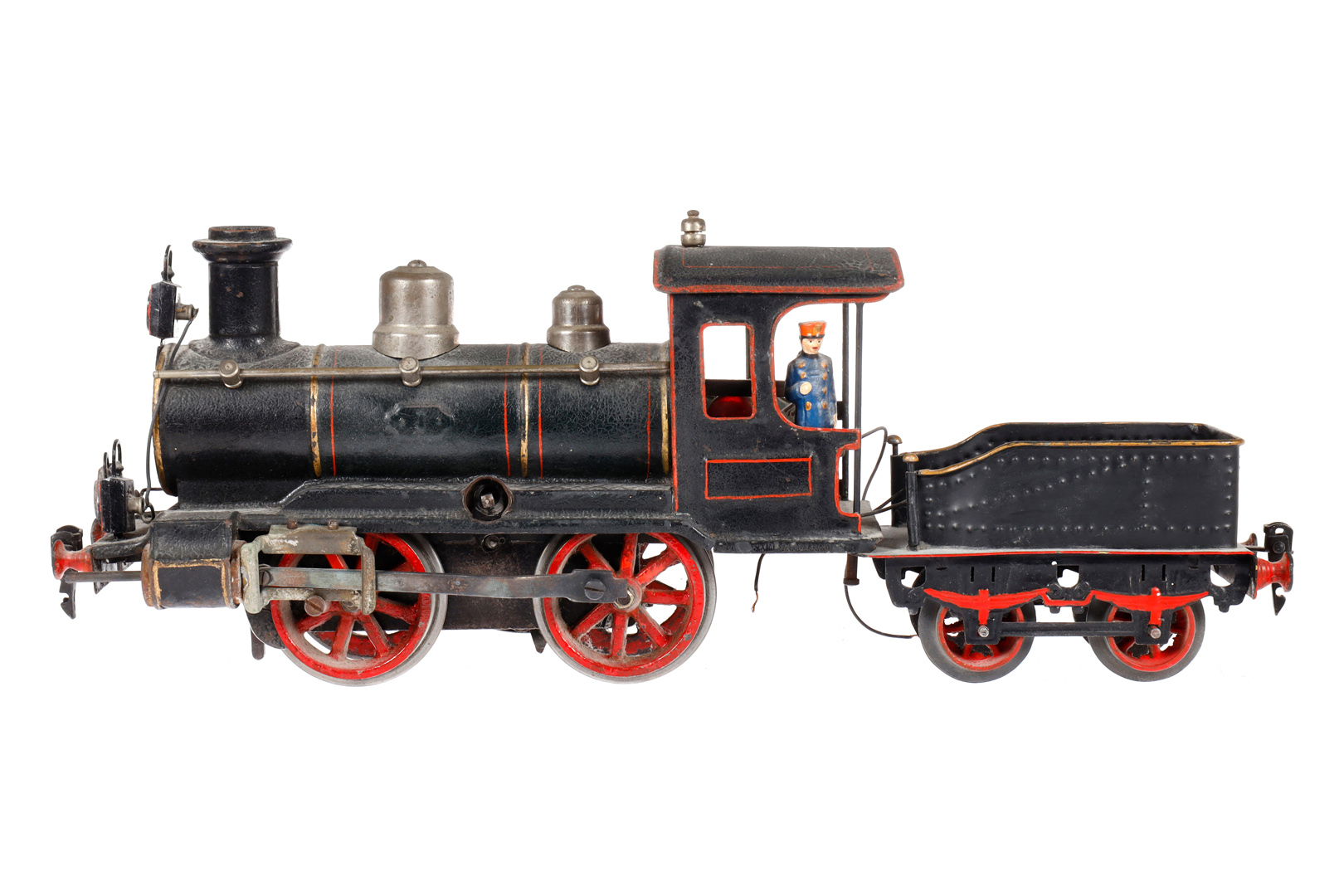 Märklin B-Dampflok 1021, Spur 1, uralt, Uhrwerk intakt, grün/schwarz, mit fremdem Tender und