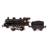 Märklin B-Dampflok, Spur 1, Starkstrom, schwarz, mit falschem Tender und 2 el. bel. Stirnlampen, 1