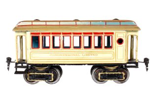 Märklin amerik. Personenwagen ”Congressional Limited” 1881, Spur 1, uralt, HL, mit 2 Sitzbänken,
