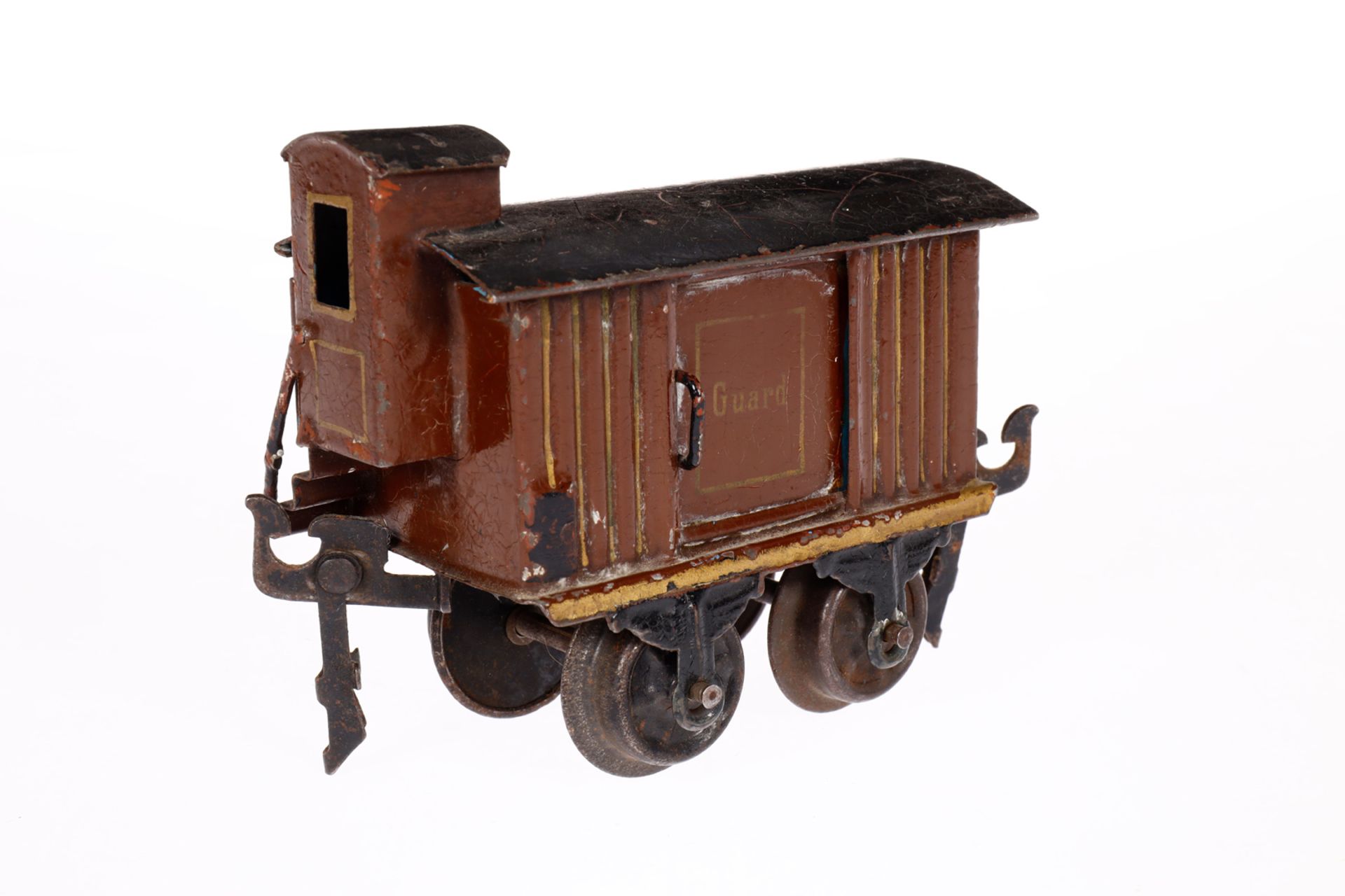 Märklin engl. ged. Güterwagen ”Guard” 1804 MR, Spur 0, uralt, HL, mit BRHh und 2 ST, LS und - Image 3 of 4