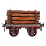 Rock & Graner Holzwagen, Spur 1, uralt, HL, mit Gussrädern, tw ausgeb., starke Alterungsspuren, L
