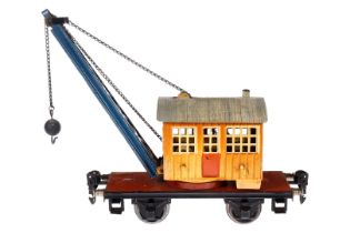 Märklin Kranwagen 1768, Spur 0, HL, tw nachlackiert, LS und gealterter Lack, L 16,5, Z 3