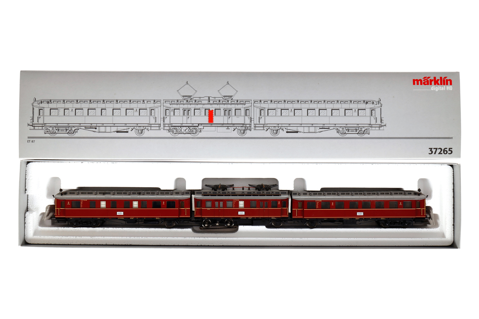 Märklin Digital Triebwagen ”ET 87” 37265, Spur H0, 3-teilig, rot, Alterungsspuren, OK, Z 2