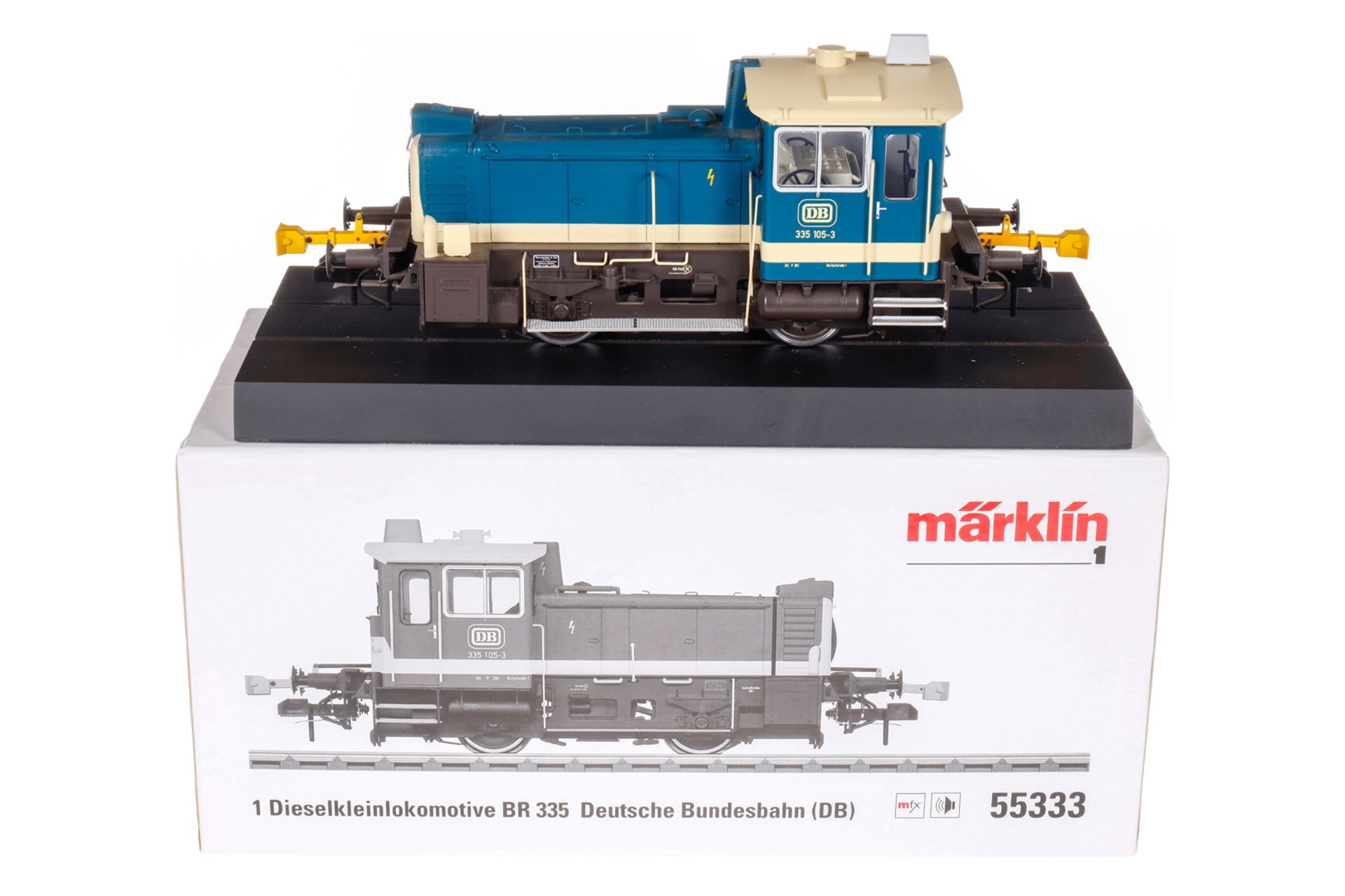 Märklin Dieselkleinlokomotive ”335 105-3” 55333, Spur 1, elektr., türkis/creme, Alterungsspuren, OK,