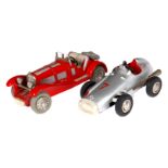2 Schuco Micro Racer 1043 und 1043/1, silber und rot, LS, L 10 und 11, Z 3