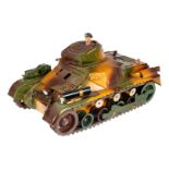 Lineol Panzer, Mimikry, mit Fahrerfigur, Uhrwerk def., LS und Alterungsspuren, L 19,5, Z 3
