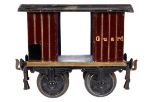 Märklin engl. ged. Güterwagen ”Guard” 1803, Spur 1, uralt, HL, mit 2 TÖ, LS und gealterter Lack,