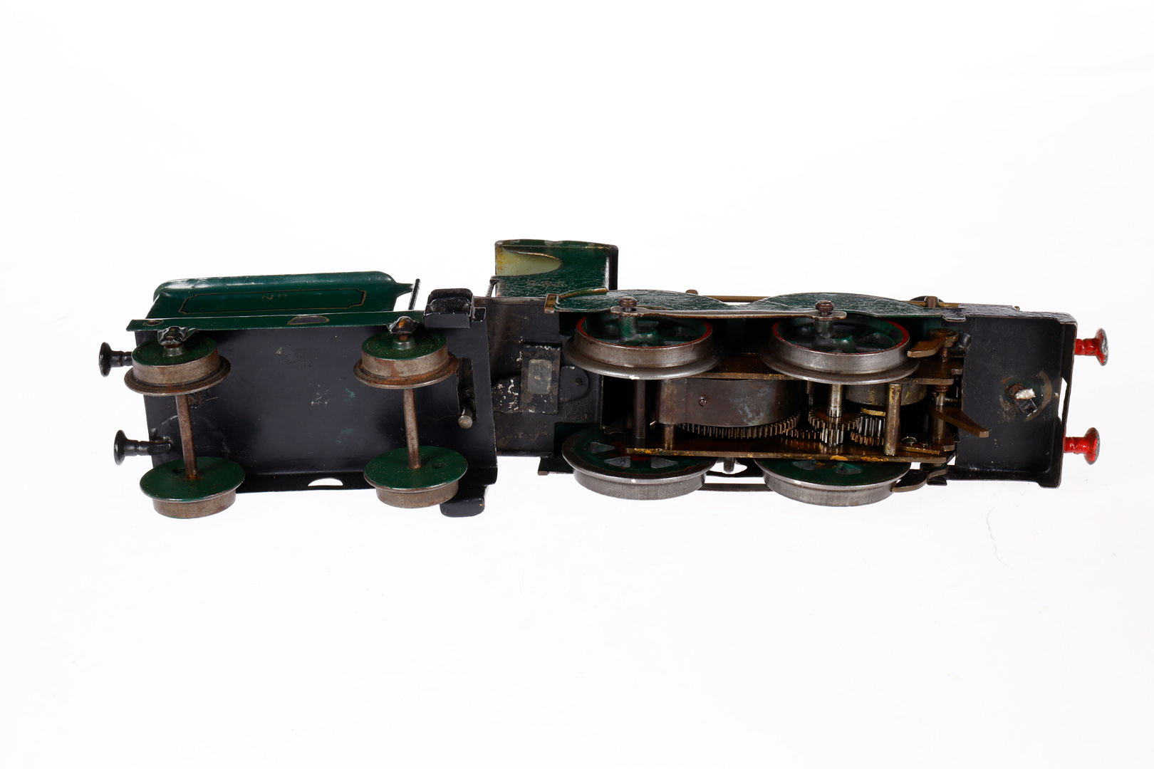 Eigenbau engl. B-Dampflok GNR, Spur 1, Uhrwerk intakt, grün/schwarz, mit Tender und Bremse, tw aus - Bild 4 aus 4
