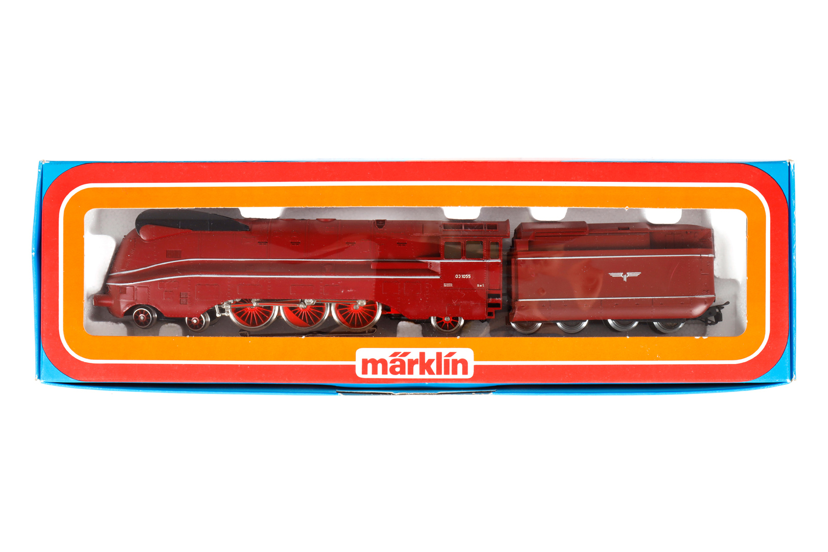 Märklin 2-C-1 Schlepptenderlok ”03 1055” 3089, Spur H0, dunkelrot, Alterungsspuren, im leicht besch.