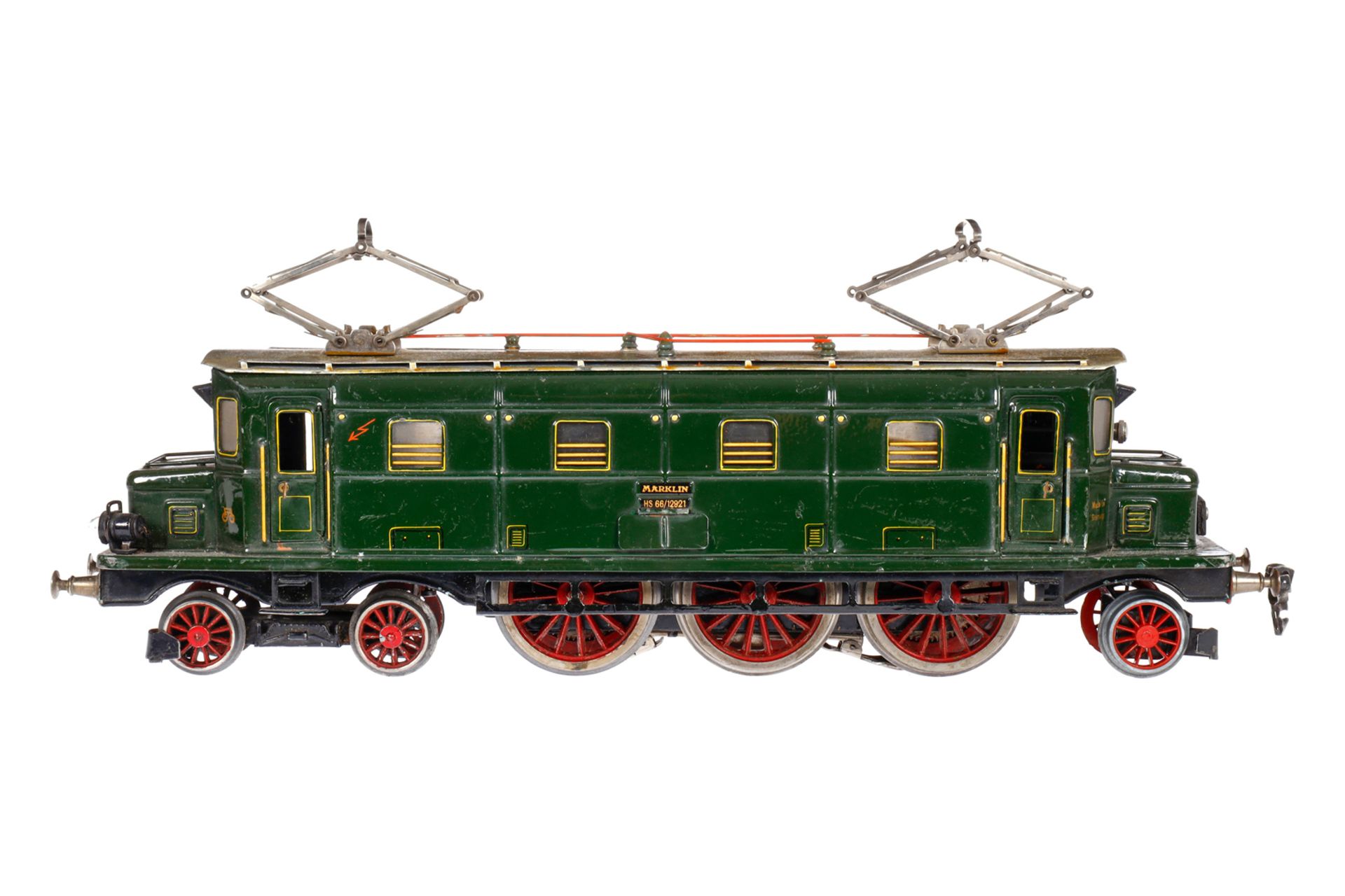 Märklin 2-C-1 E-Lok HS 66/12921, Spur 1, elektr., grün, mit 2 el. bel. Stirnlampen, Dach rest.,