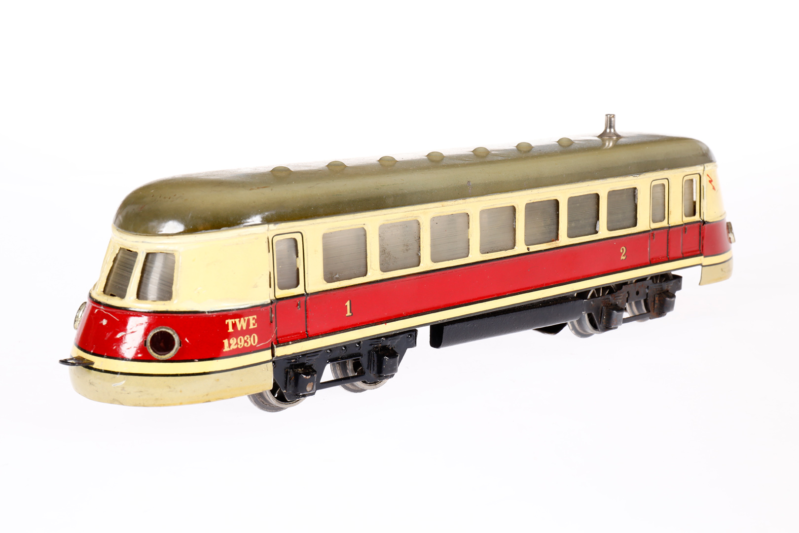 Märklin Triebwagen TWE 12930, Spur 0, elektr., creme/rot, LS und gealterter Lack, Z 3 - Image 2 of 5