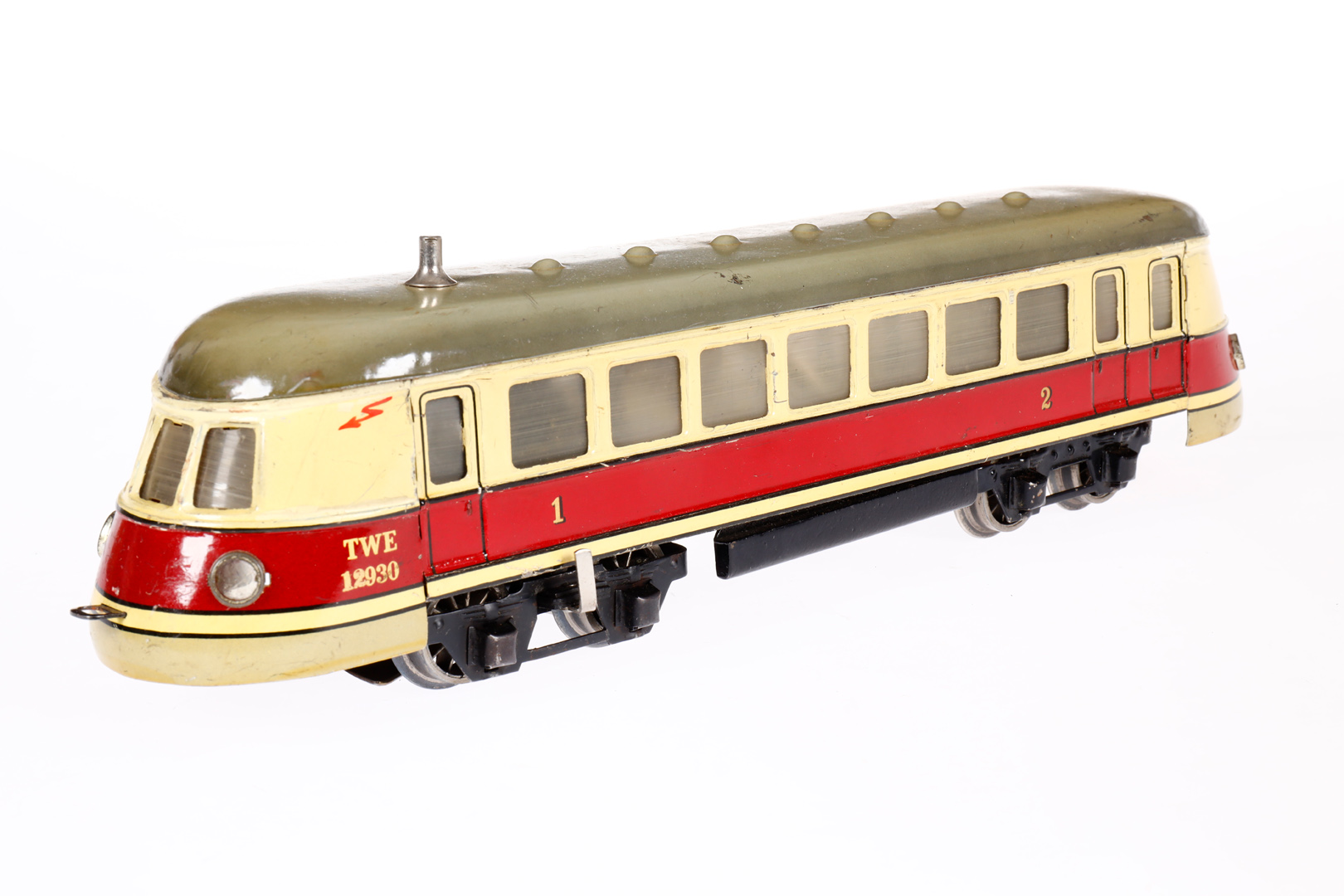 Märklin Triebwagen TWE 12930, Spur 0, elektr., creme/rot, LS und gealterter Lack, Z 3 - Image 3 of 5