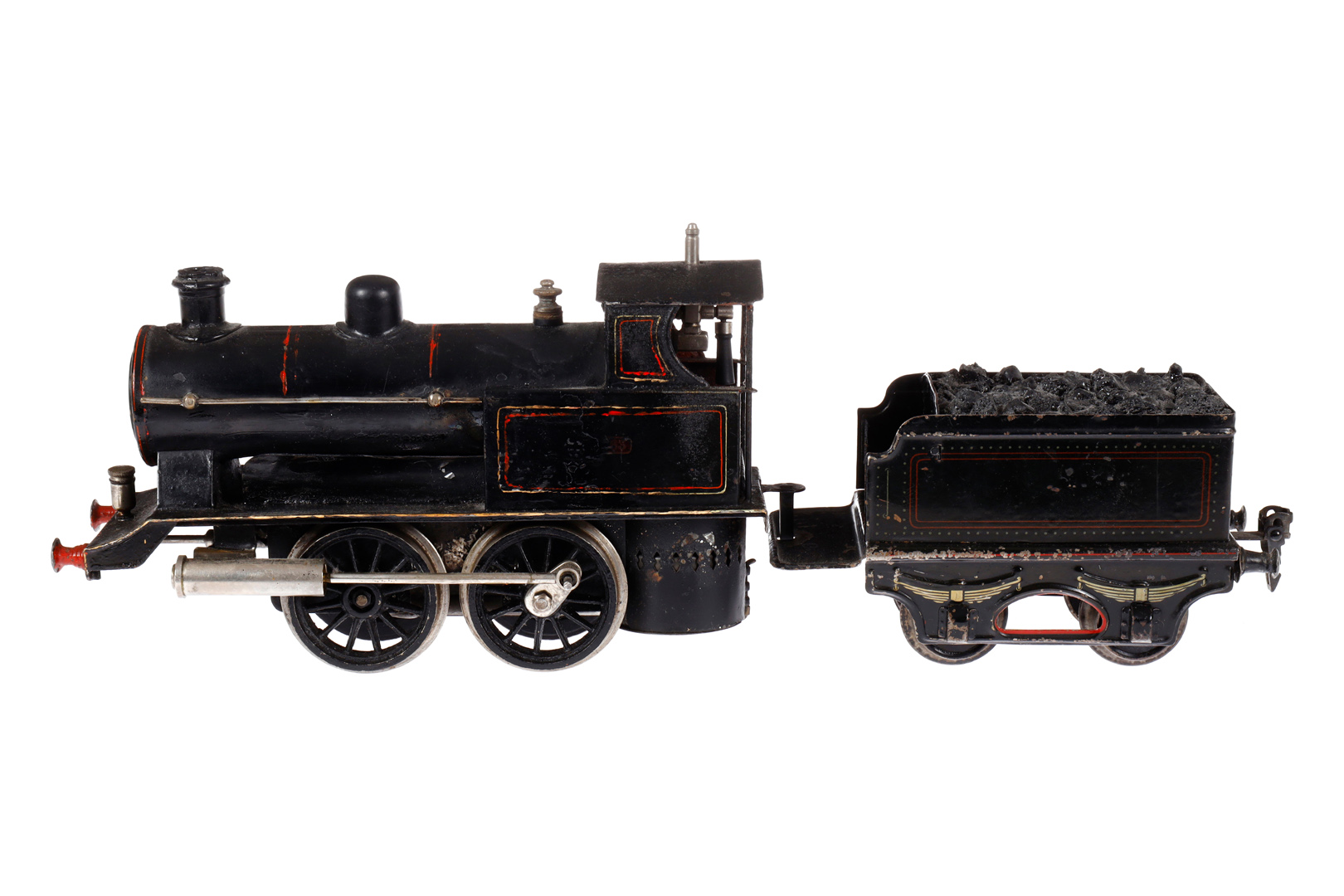 Märklin engl. B-Dampflok, Spur 1, spiritusbetrieben, schwarz, mit falschem Tender und Brenner, tw