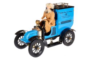 CG Oldtimer ”Bing”, blau, mit 1 Figur, ohne Antrieb, Alterungsspuren, L 26,5, Z 2