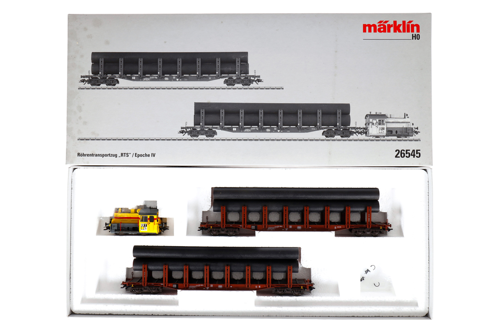 Märklin Röhrentransportzug ”RTS” 26545, Spur H0, komplett, Alterungsspuren, OK, Z 2