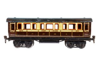 Märklin engl. Abteilwagen 2873 LNWR, Spur 1, CL, mit 4 AT (rest.) und Gussrädern, LS und