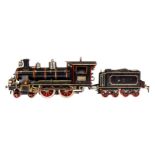 Märklin 2-B Dampflok FE 4021, Spur 1, uralt, spiritusbetrieben, mit Tender, Brenner, Armaturen,