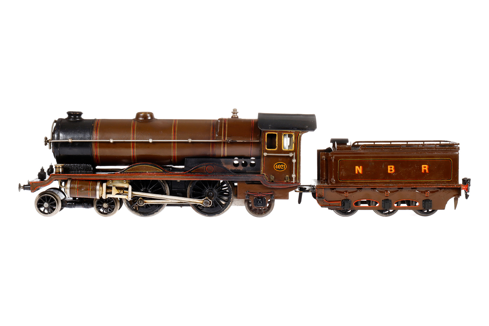 Märklin engl. 2-B-1 Dampflok CE 4021 NBR, Spur 1, spiritusbetrieben, braun/schwarz, mit Tender,