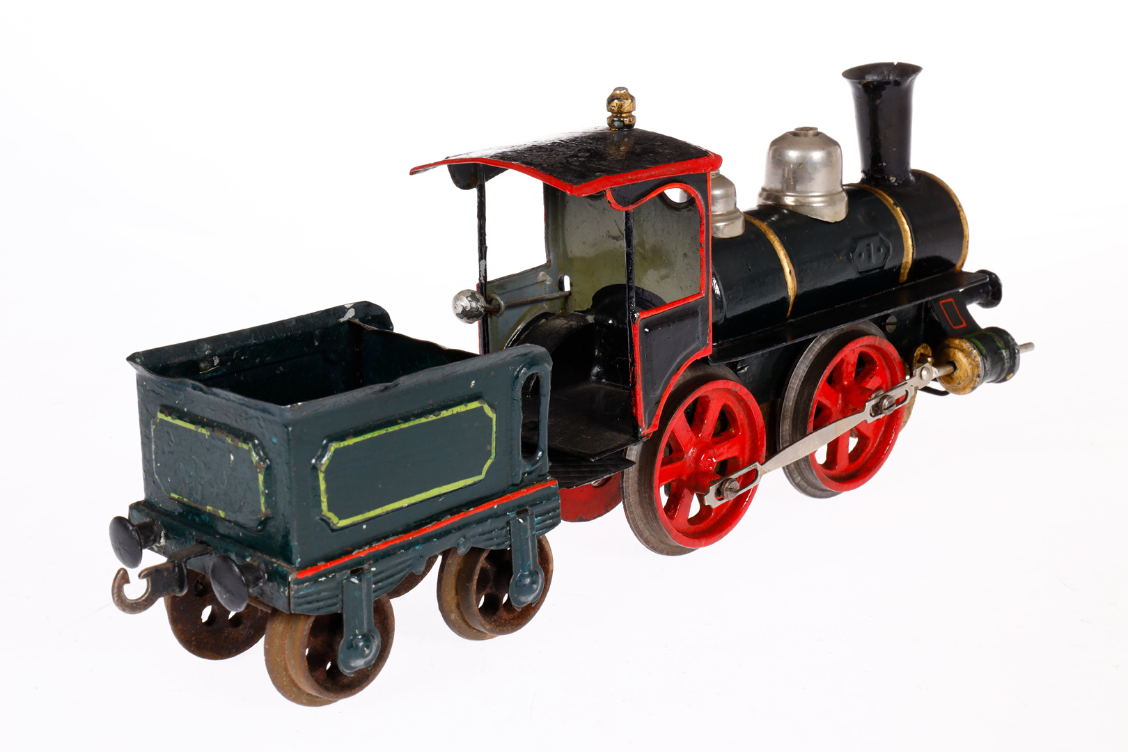 Märklin B-Dampflok 1021, Spur 1, uralt, Uhrwerk intakt, HL, mit Tender und Bremse, LS tw ausgeb., - Bild 3 aus 4