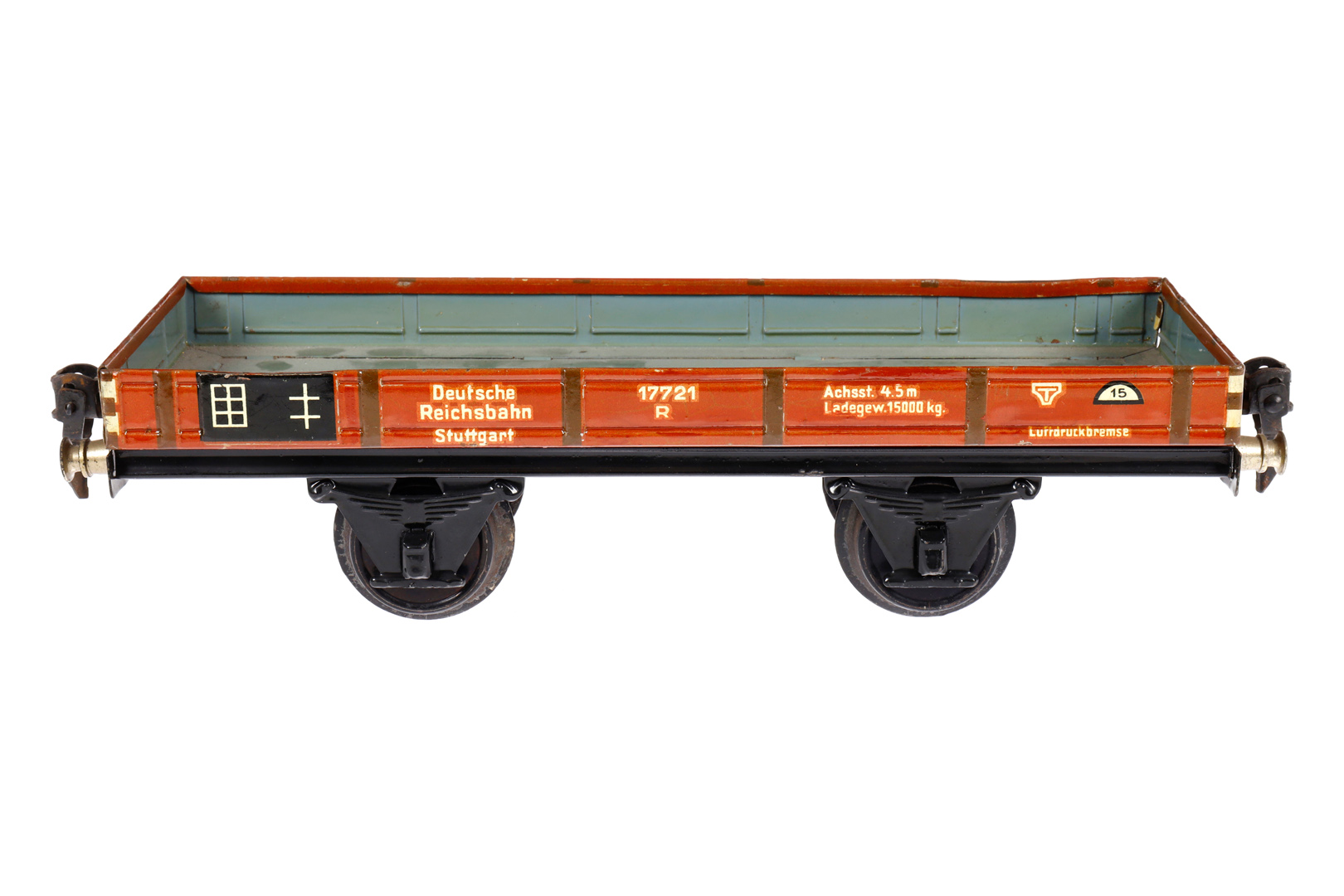 Märklin Niederbordwagen 1764, Spur 1, CL, LS und gealterter Lack, L 24, Z 2-3