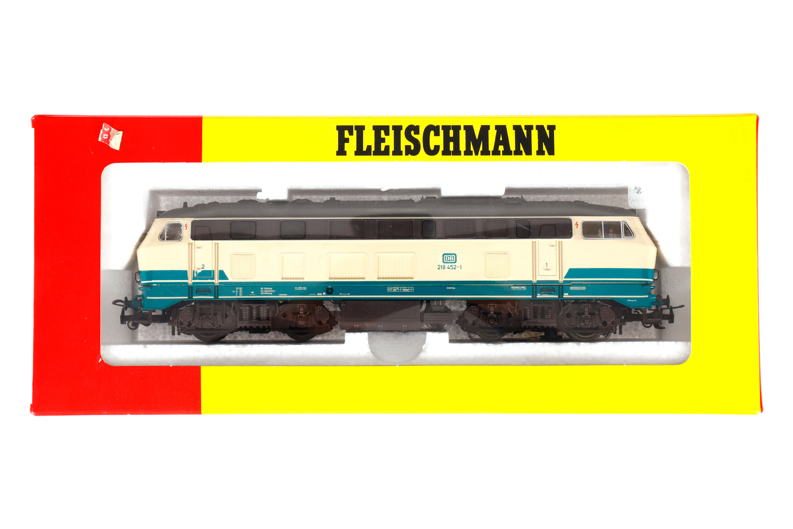 Fleischmann Diesellok ”218 452-1” 4933, Spur H0, creme/türkis, Alterungsspuren, im leicht besch. OK,