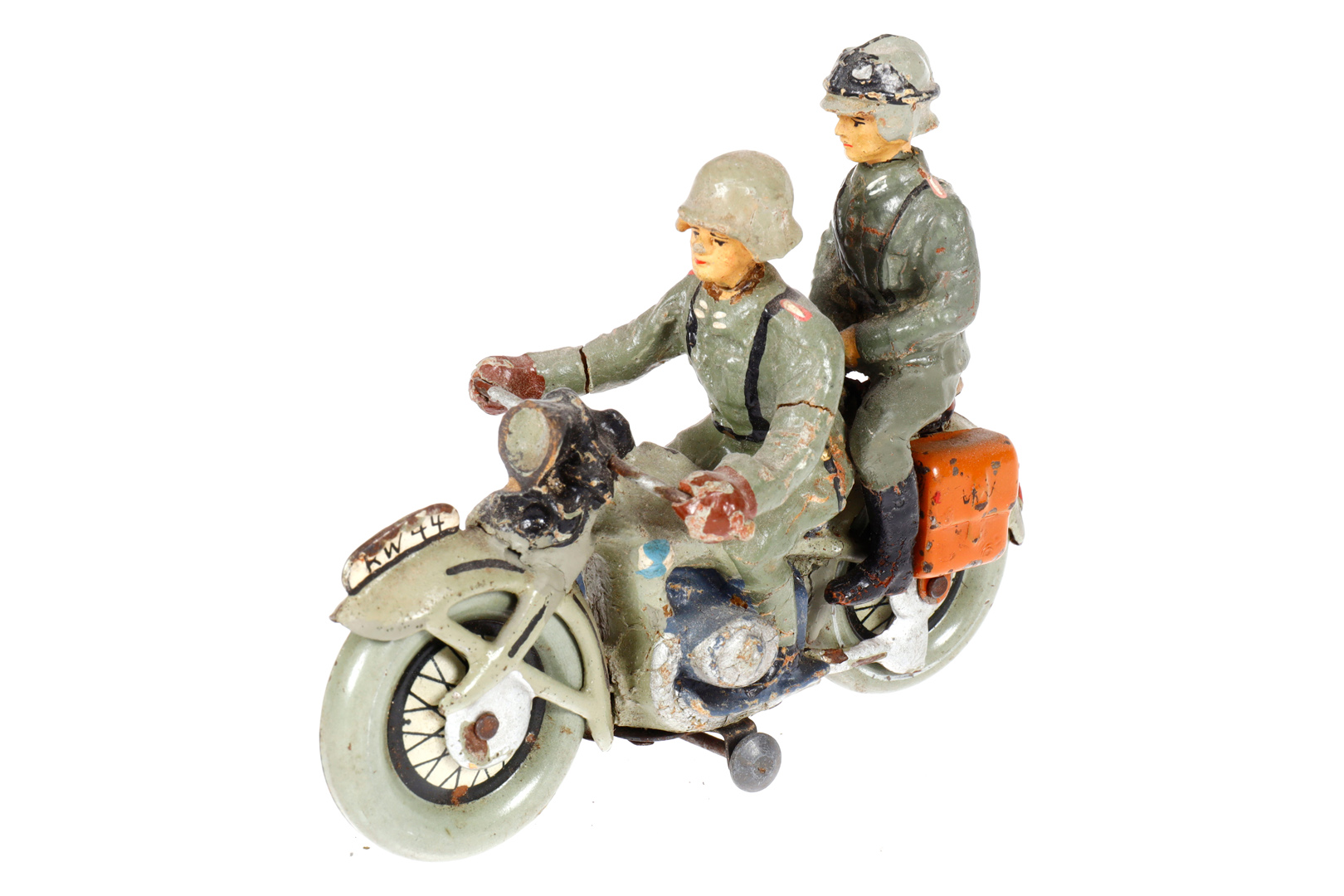 Motorrad mit 2 Soldaten, Masse/Blech, HL, LS, L 10, Z 3