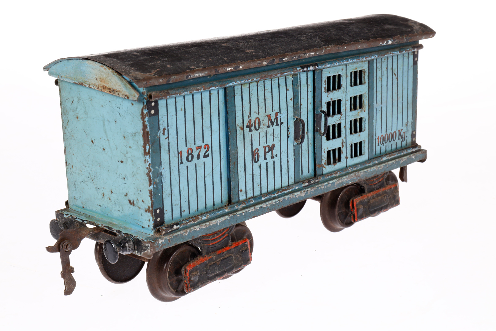 Märklin Pferde- und Gepäckwagen 1872, Spur 1, uralt, HL, mit 4 ST, 1 Dachgiebel fehlt, Kupplungen - Image 2 of 4