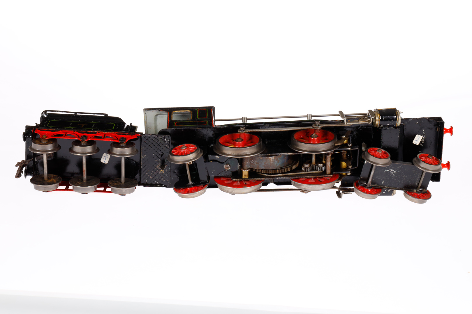 Märklin 2-B-1 Dampflok CE 1021, Spur 1, uralt, Uhrwerk intakt, schwarz, mit Tender, 3 imit. - Image 5 of 5