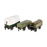 3 Märklin Güterwagen 1916, 1918 und 1963, Spur 0, HL, LS und gealterter Lack, L 11, Z 3