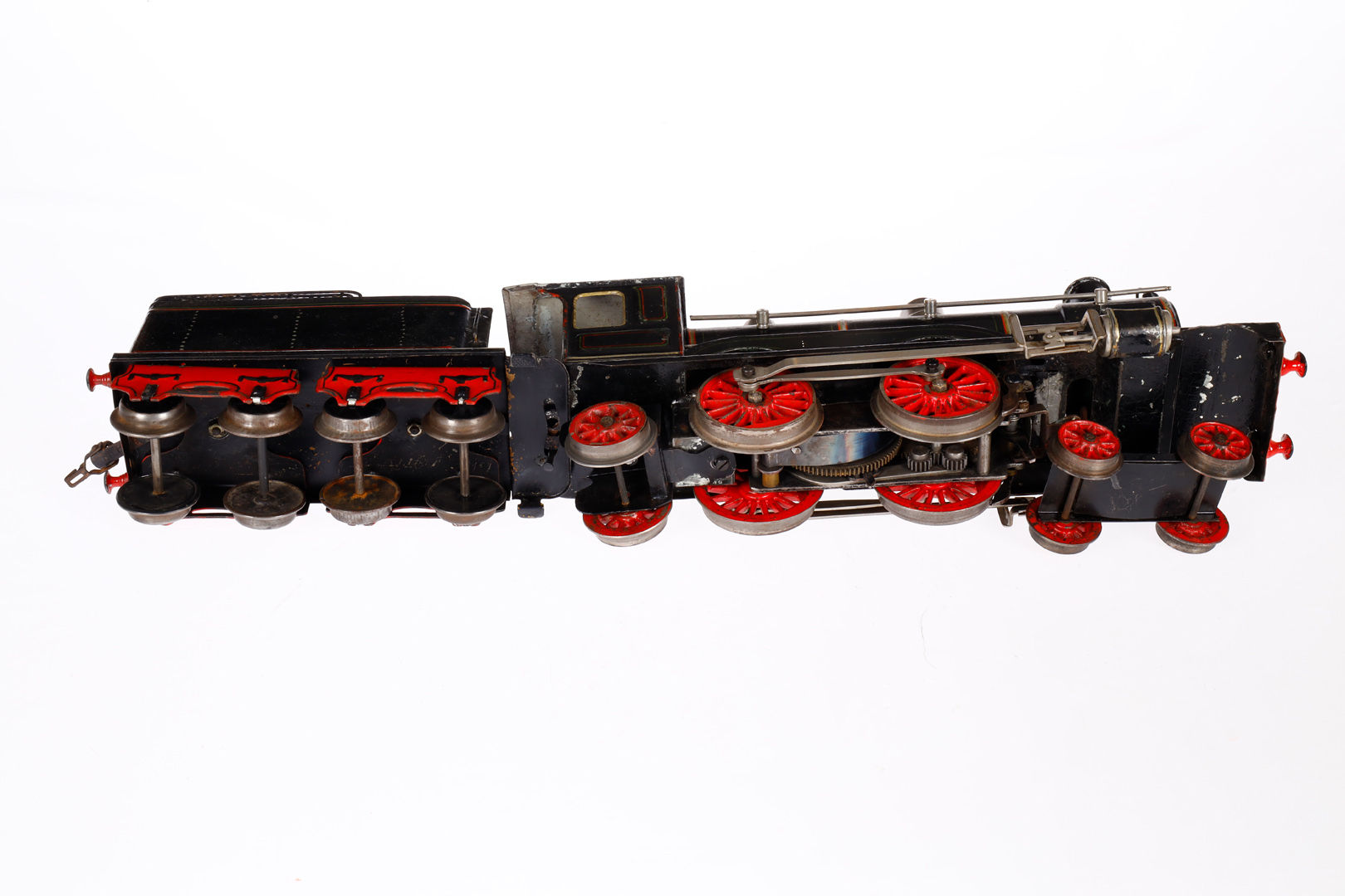 Märklin 2-B-1 Dampflok CE 1021, Spur 1, uralt, Uhrwerk intakt, schwarz, mit Tender, 1 imit. - Bild 4 aus 4